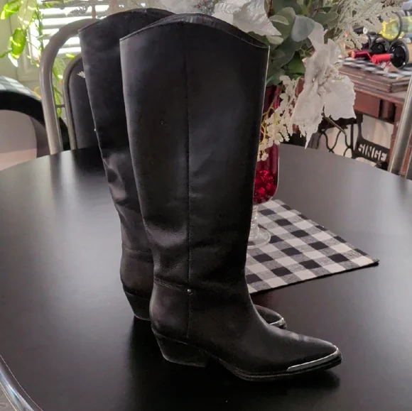 Franco Sarto Billie Black Heeled Boots Medium Width - Picture 1 of 8